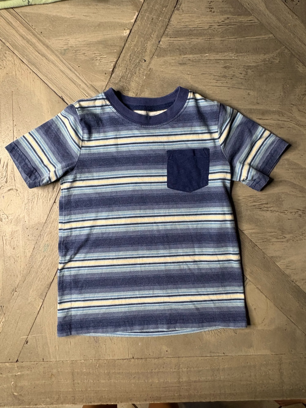 OshKosh B'gosh Blue Striped Short Sleeve Pocket Tee